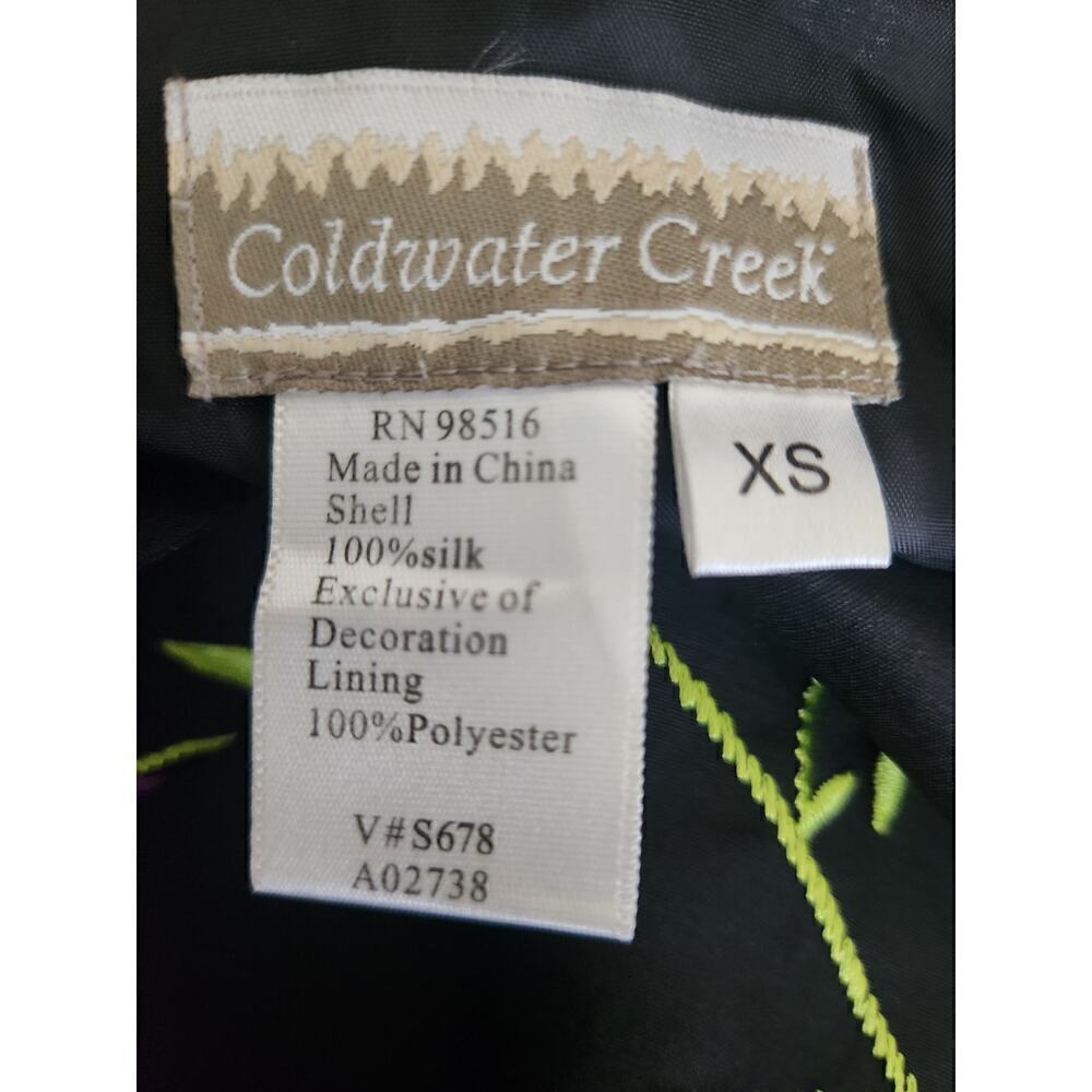 Vtg Coldwater Creek Silk button front embroidered lightweight jacket sz xs boho - Picture 7 of 10